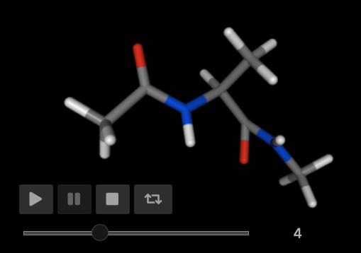 Still from a movie of the aladip molecule showing an unphysical angle.