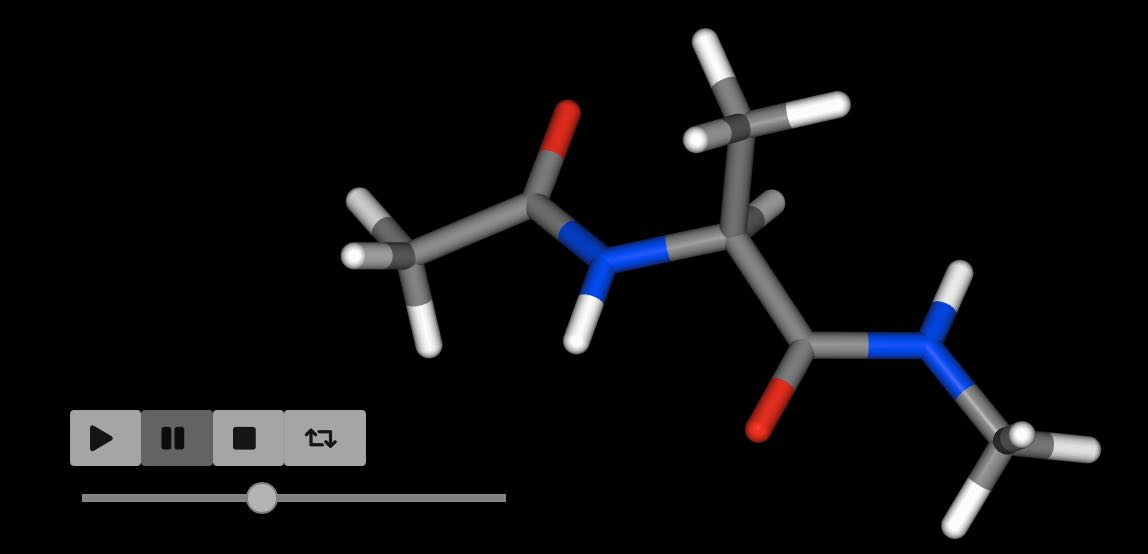 Image from the movie of the molecular dynamics trajectory on aladip