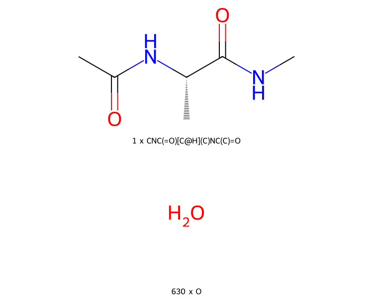 Chemical structure of aladip in water