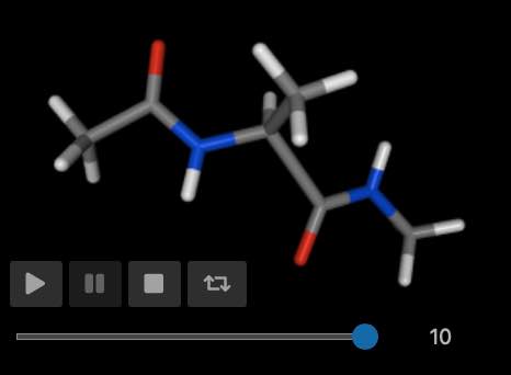 Still from a movie of the aladip molecule being stretched.