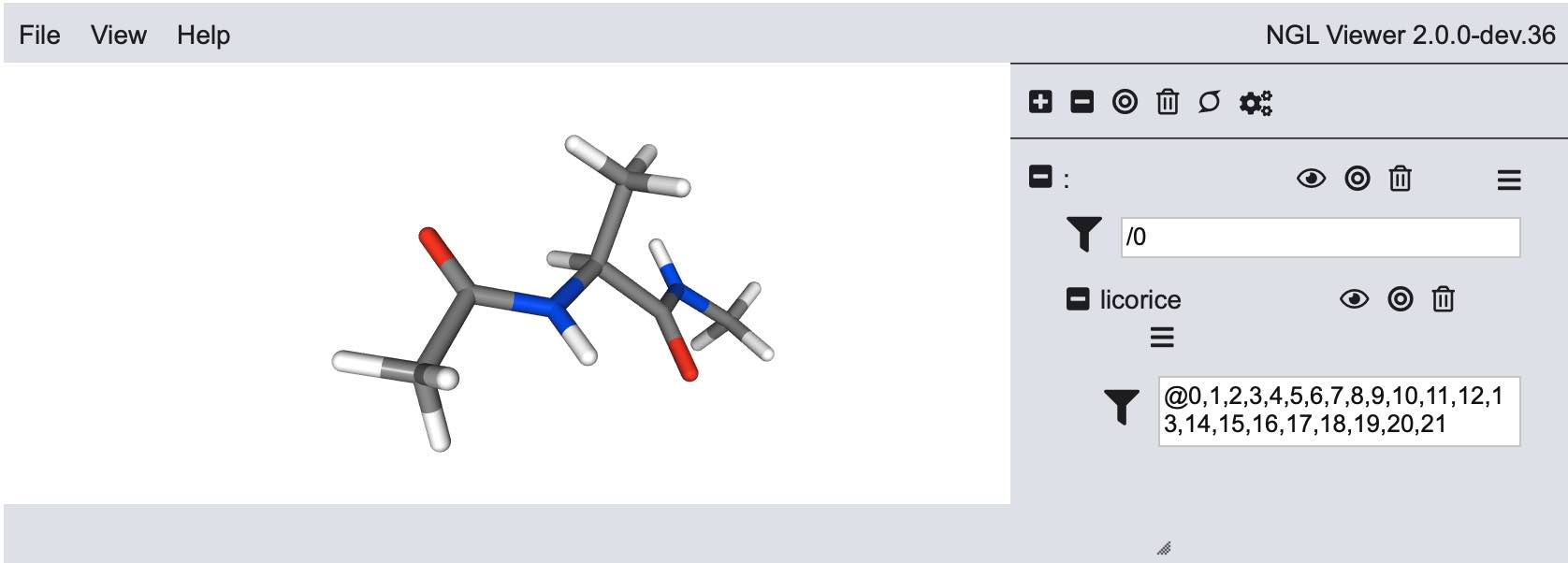 Customised view created by manipulating NGLView directly